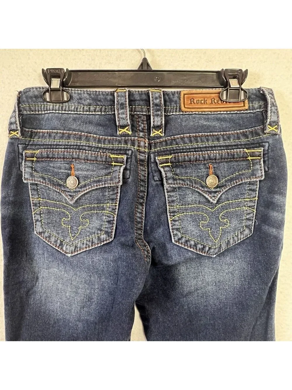 Rock Revival Women Jessica Skinny Jeans Rhinestones Logo Size 28 x 30